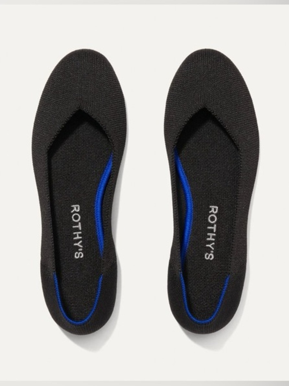 Rothy's Black Ballet Flats with Blue Trim Size 9W